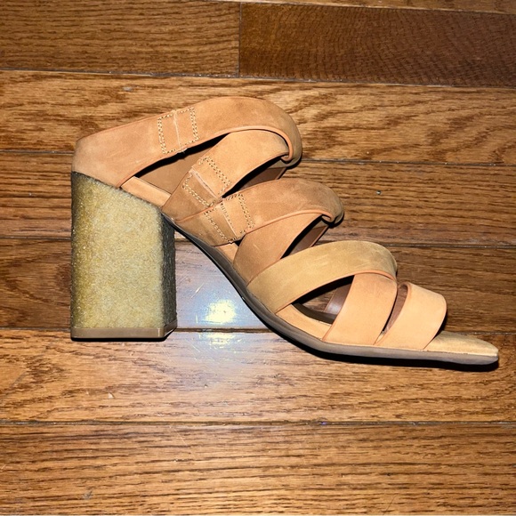 Aerosoles Leather Harley Heel Sandals Tan Wheat Gladiator Straps Women’s 8.5 - Picture 10 of 13